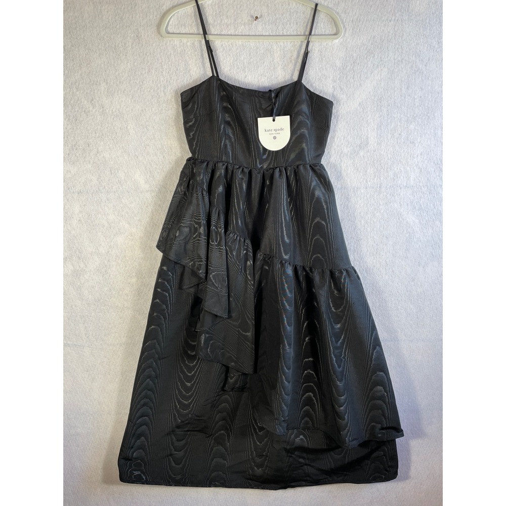 Kate Spade‎ New York x Target Black Moire Tiered Ruffle Midi Dress XS NEW